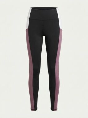 Move Theology Leggings Womens Small Black Pink Colorblock NWOT